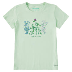 Women's Detailed Clovers and Wildflowers Short Sleeve Tee