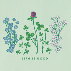 Women's Detailed Clovers and Wildflowers Short Sleeve Tee