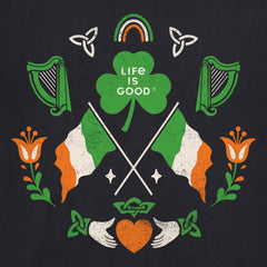 Men's Mirror Clover Irish Flags Long Sleeve Crusher Tee