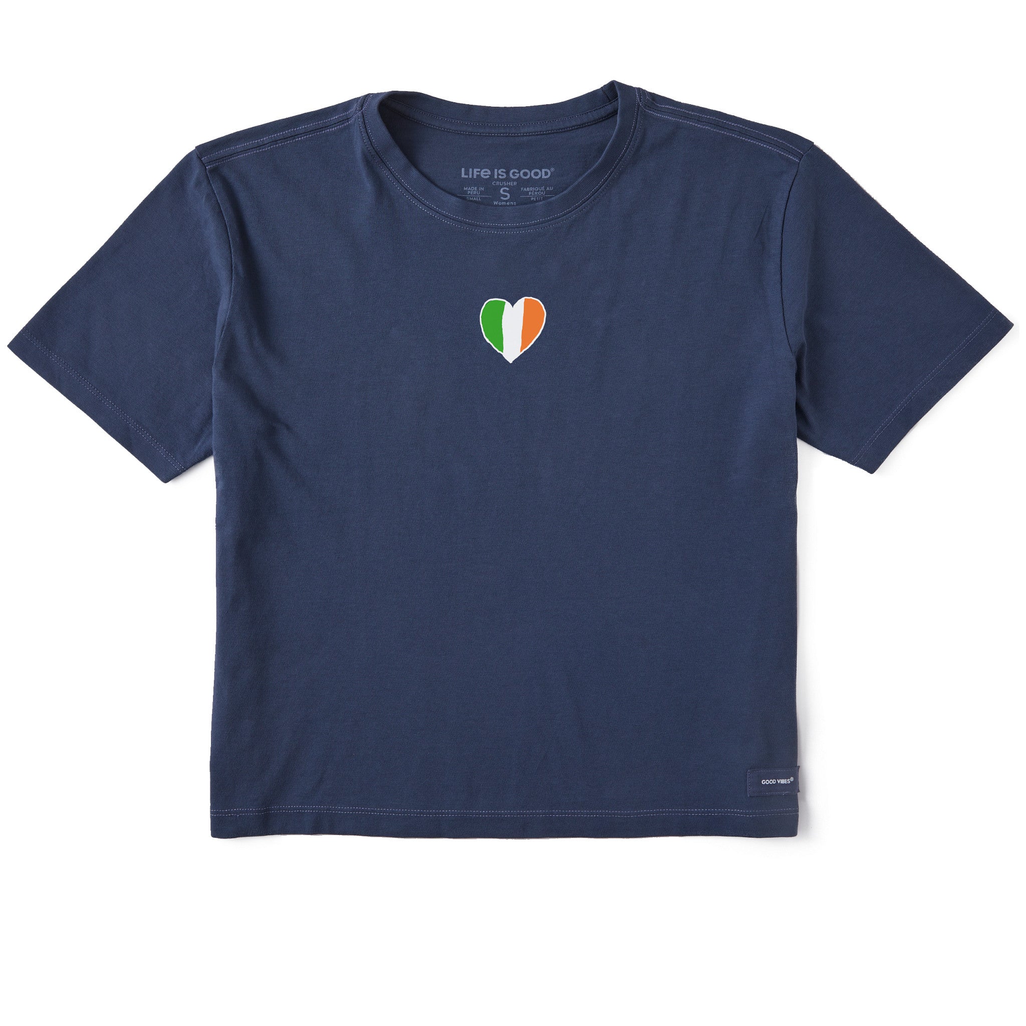 Women's Irish Flag Heart Short Sleeve Crusher Boxy Tee