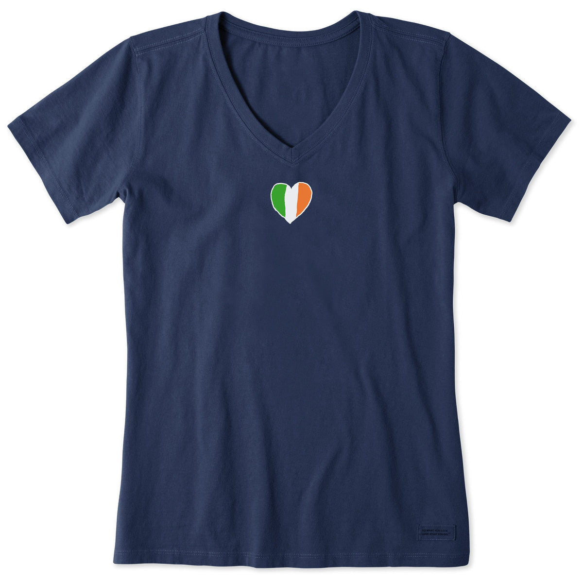 Women's Irish Flag Heart Short Sleeve Crusher Vee