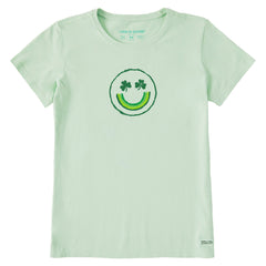Women's Inkbrush Clover Smile Face Short Sleeve Crusher Tee