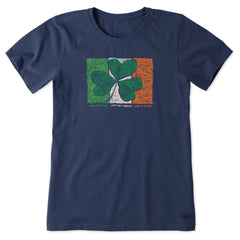 Women's Irish Flag Clover Short Sleeve Crusher Tee