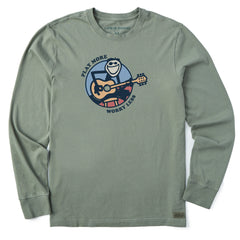 Men's Play  More Worry Less Jake Guitar Long Sleeve Crusher Tee