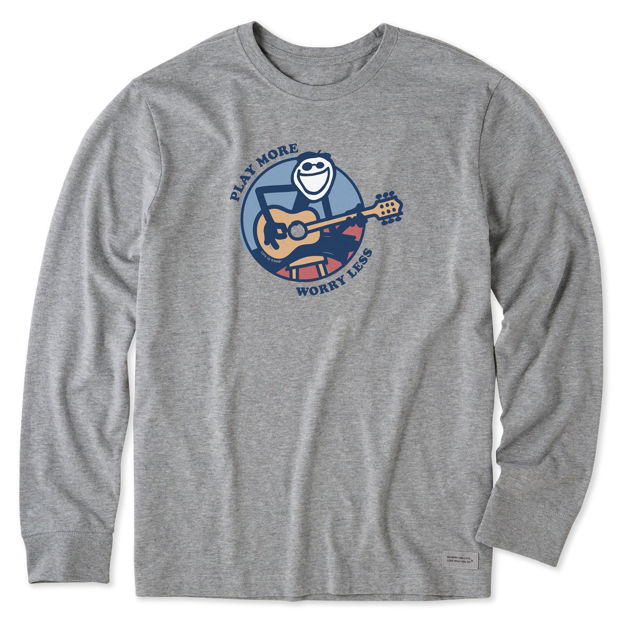 Men's Play  More Worry Less Jake Guitar Long Sleeve Crusher Tee