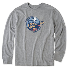 Men's Play  More Worry Less Jake Guitar Long Sleeve Crusher Tee