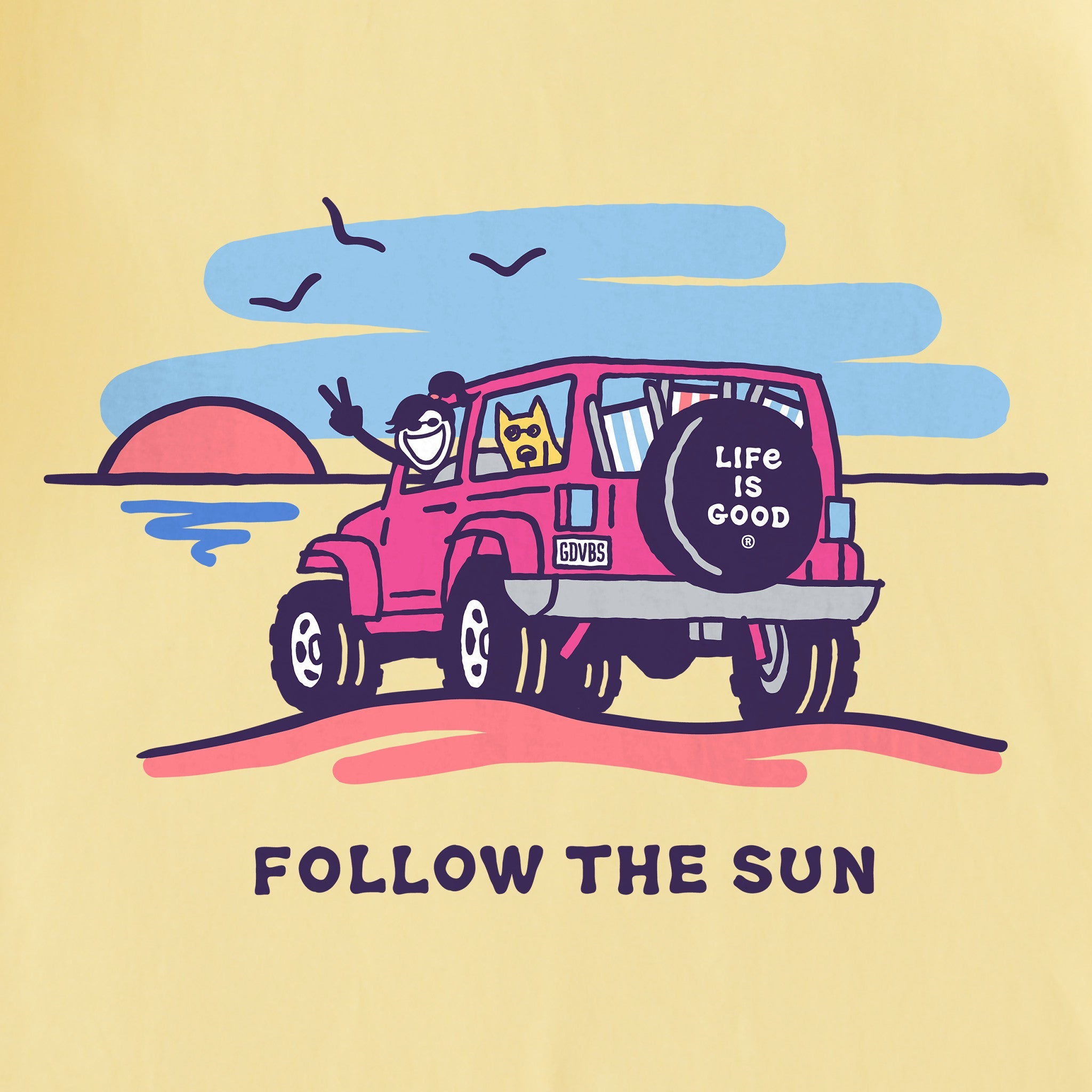 Women's Jackie and Rocket Follow The Sun 4x4 Short Sleeve Tee