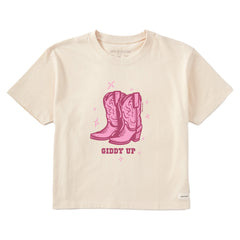 Women's Cowboy Boots Giddy Up Short Sleeve Crusher Boxy Tee