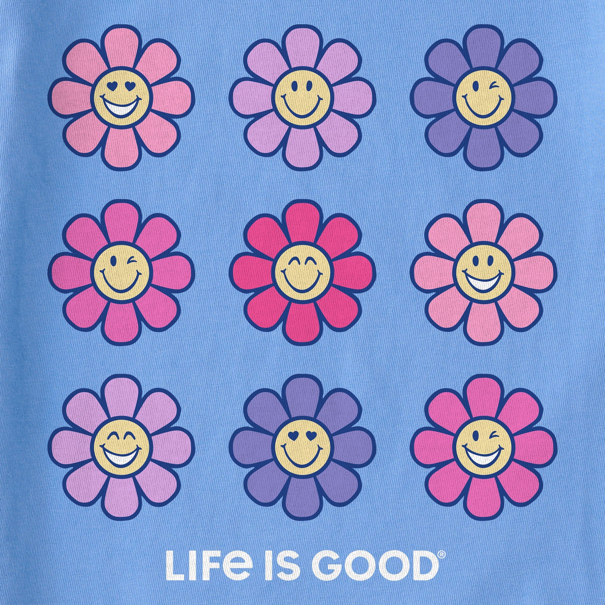 Women's Groovy Smile Daisies Short Sleeve Crusher Boxy Tee