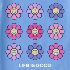 Women's Groovy Smile Daisies Short Sleeve Crusher Boxy Tee