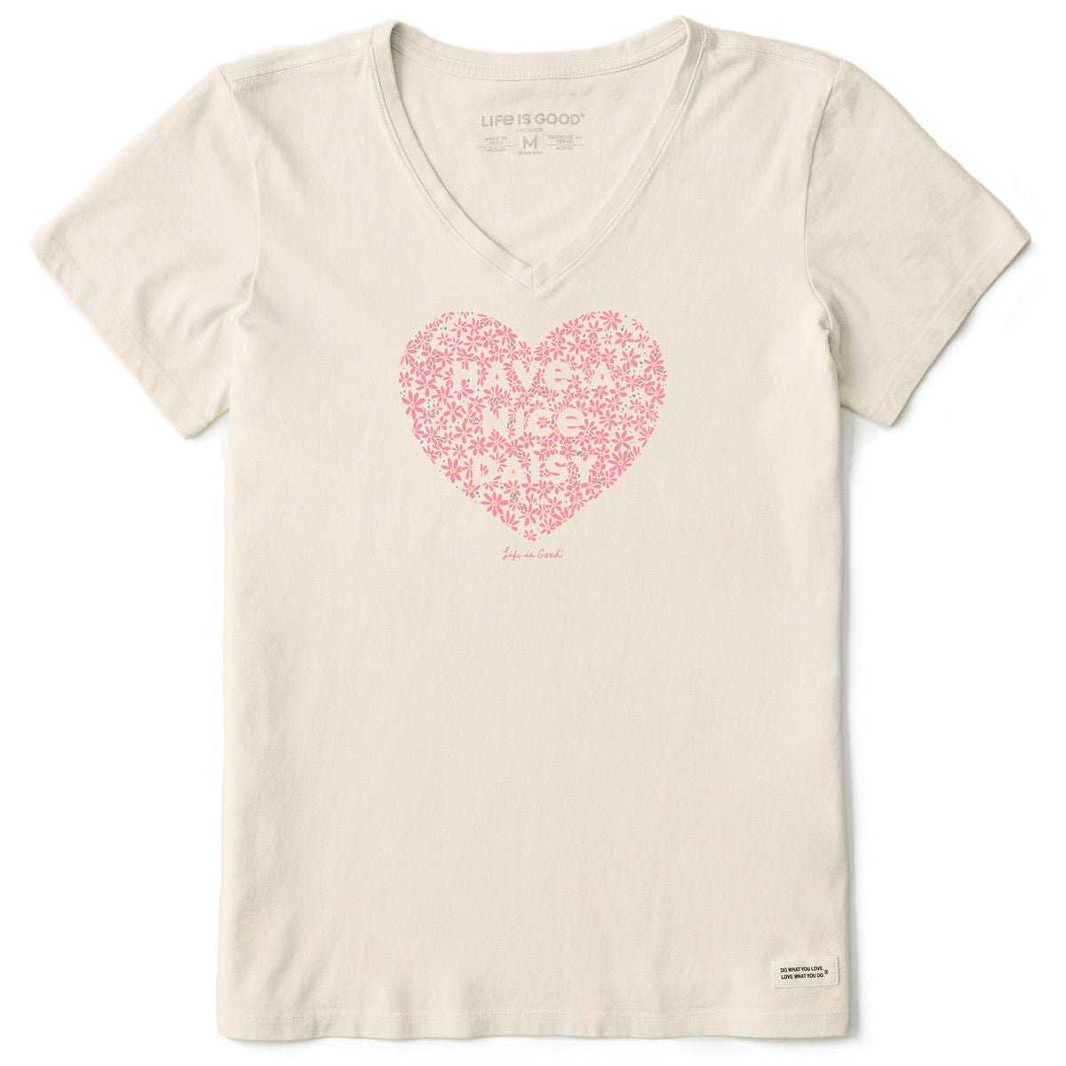 Women's Have a Nice Daisy Heart Short Sleeve Crusher Vee