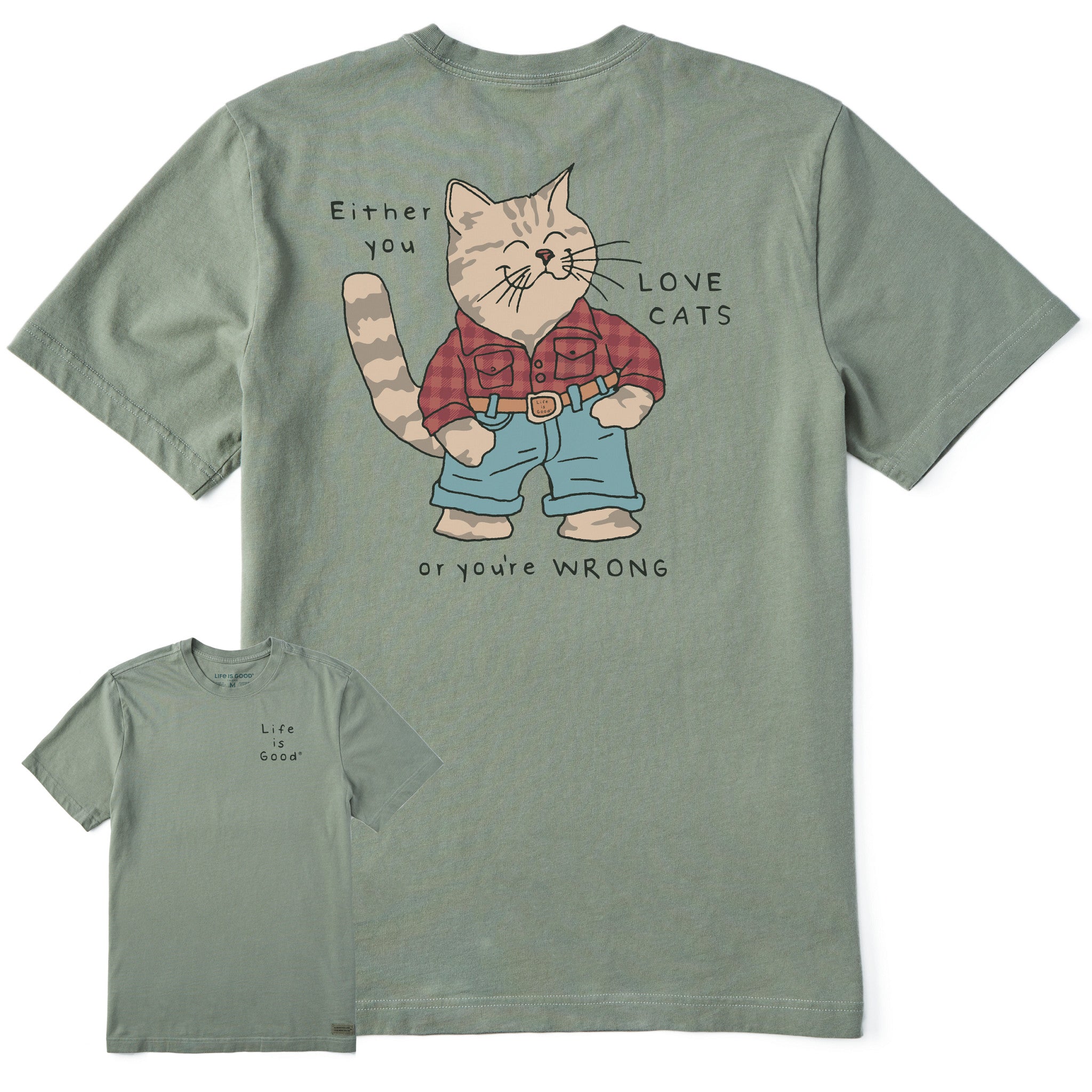 Men's Love Cats Flannel Cat Short Sleeve Tee
