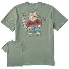 Men's Love Cats Flannel Cat Short Sleeve Tee
