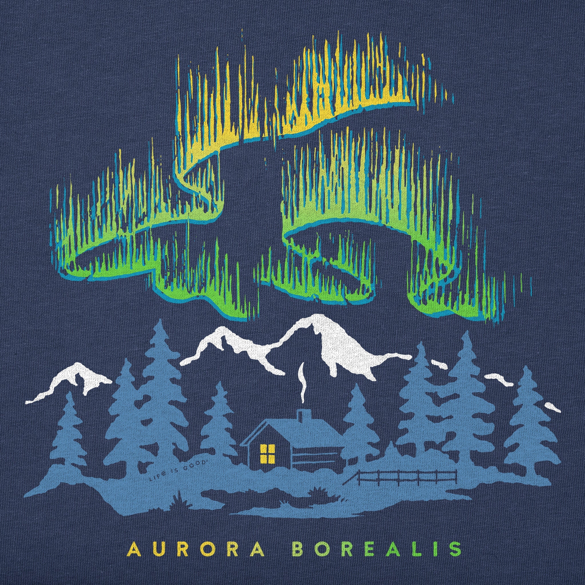 Men's Aurora Borealis Cabin Long Sleeve Crusher Tee