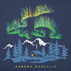 Men's Aurora Borealis Cabin Long Sleeve Crusher Tee