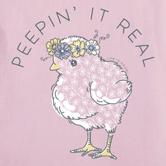 Women's Baby Chick Flower Crown Short Sleeve Crusher Vee