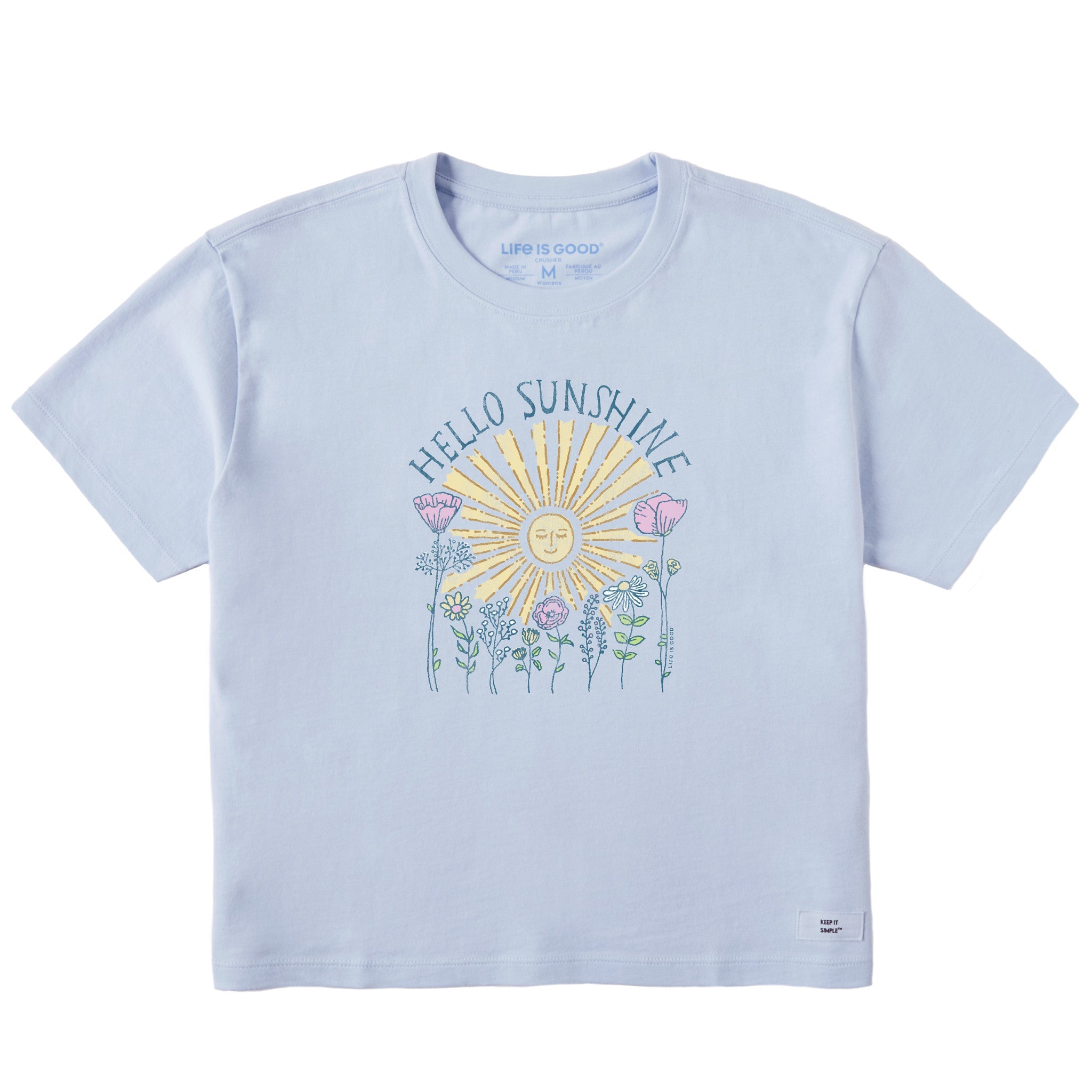 Women's Hello Sunshine Sun & Flowrs Short Sleeve Crusher Boxy Tee