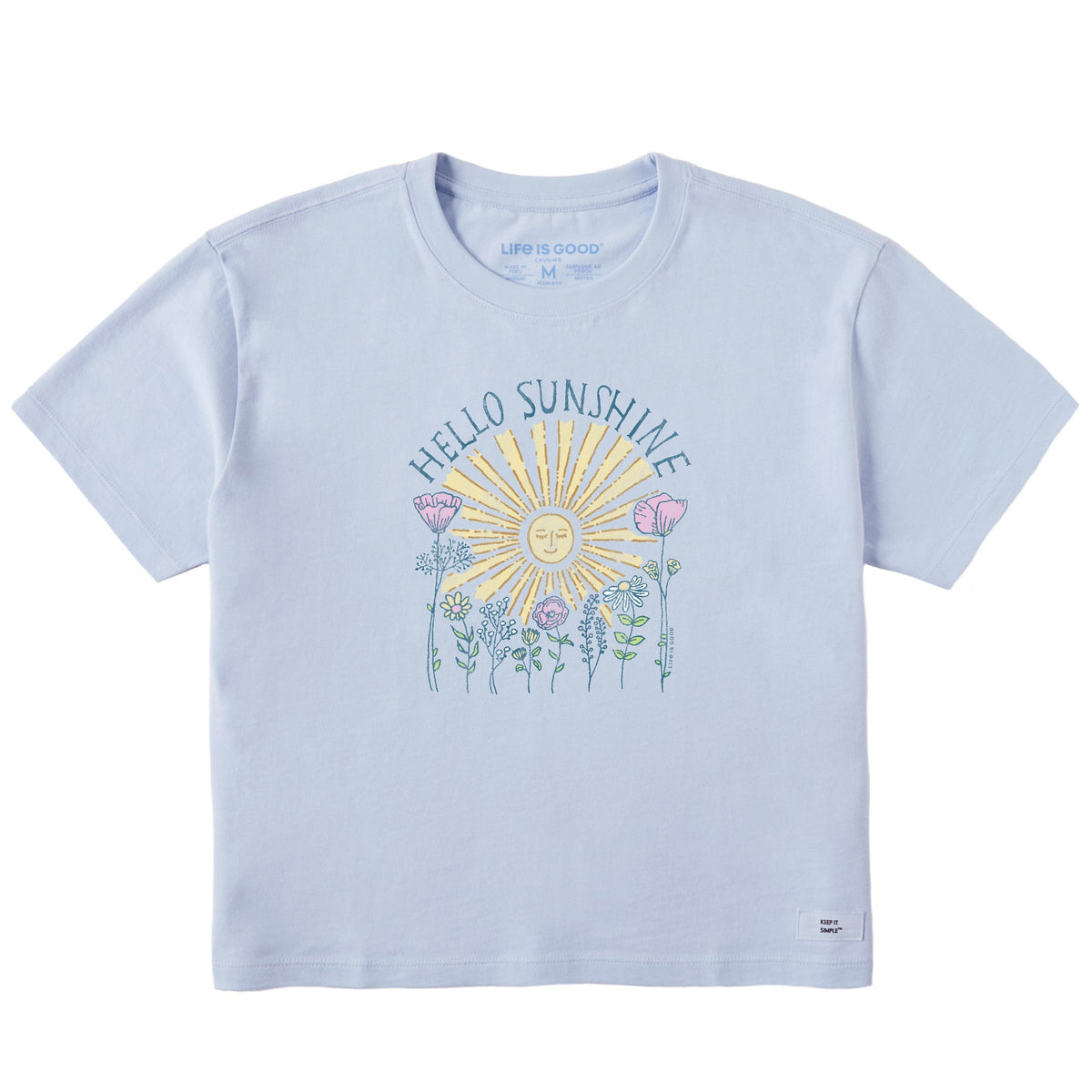 Women's Hello Sunshine Sun & Flowrs Short Sleeve Crusher Boxy Tee