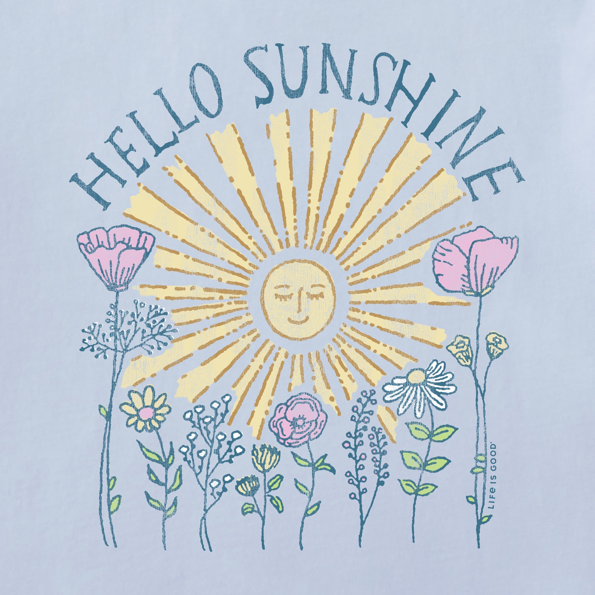Women's Hello Sunshine Sun & Flowrs Short Sleeve Crusher Boxy Tee