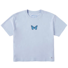 Women's Antique Floral Butterfly Short Sleeve Crusher Boxy Tee