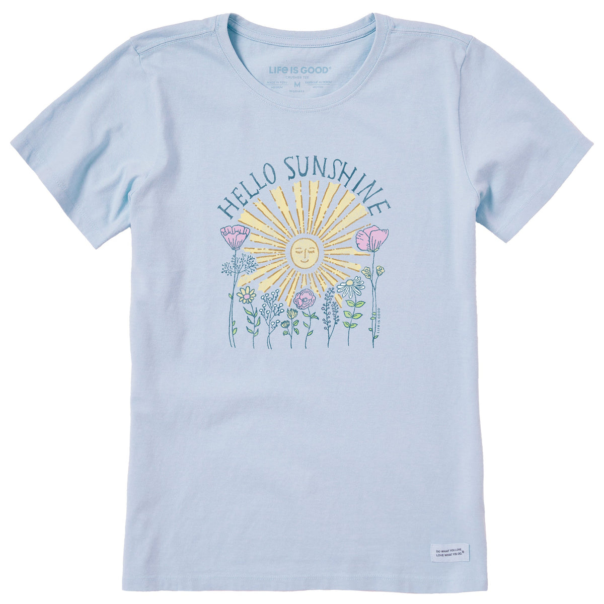Women's Hello Sunshine Sun & Flowers Short Sleeve Tee