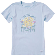 Women's Hello Sunshine Sun & Flowers Short Sleeve Tee