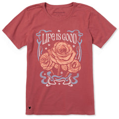 Women's Fineline Roses Short Sleeve Crusher Tee