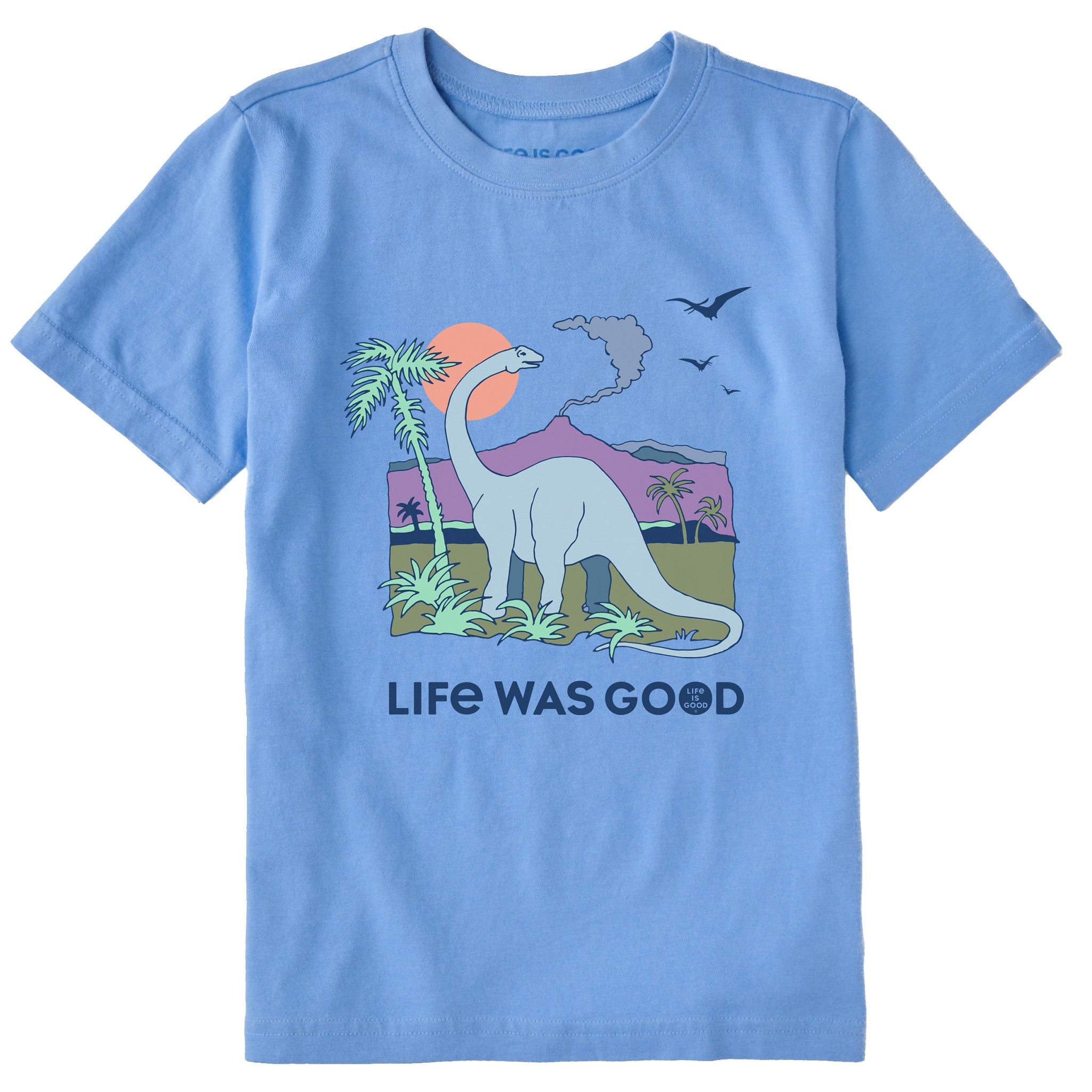 Kids Dinosaur Life was Good Short Sleeve Crusher Tee