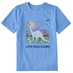 Kids Dinosaur Life was Good Short Sleeve Crusher Tee