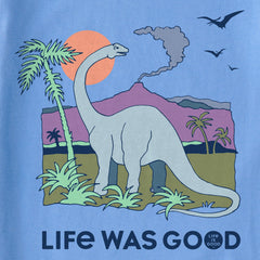 Kids Dinosaur Life was Good Short Sleeve Crusher Tee