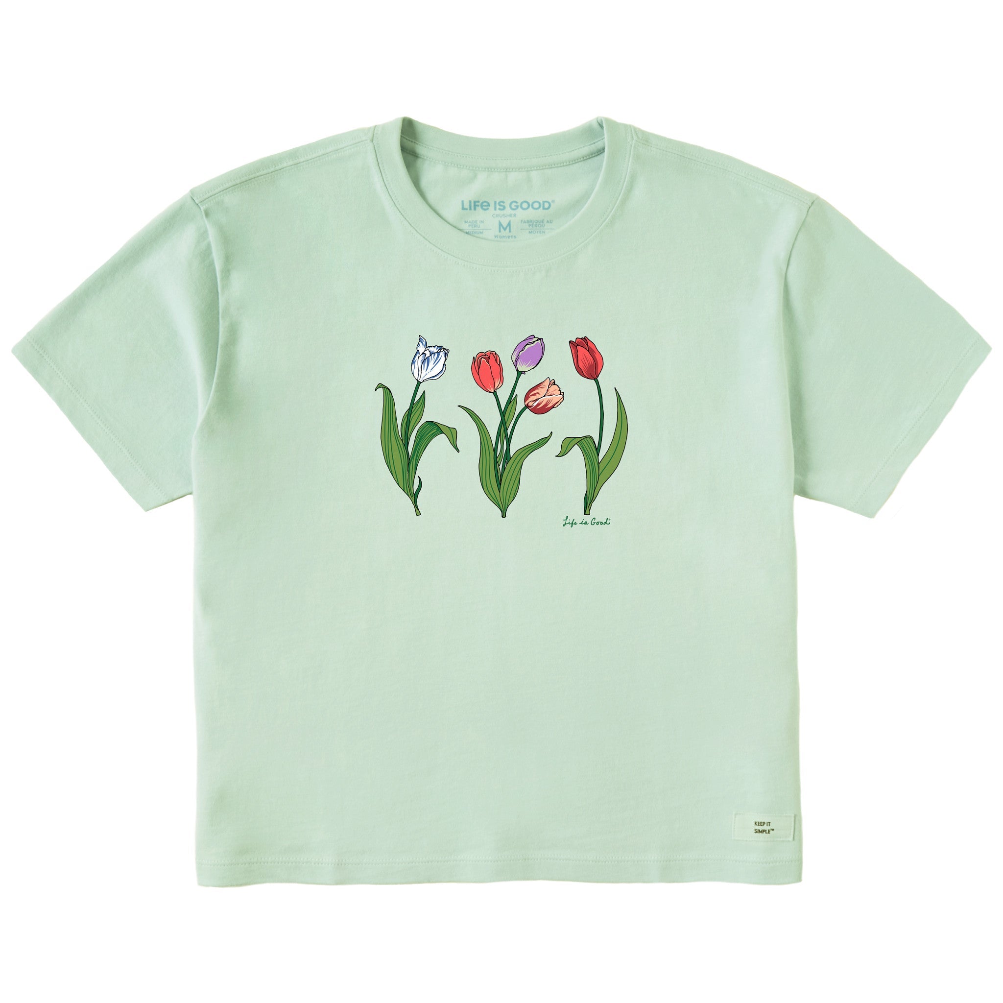 Women's 3 Genuine Tulips Short Sleeve Crusher Boxy Tee