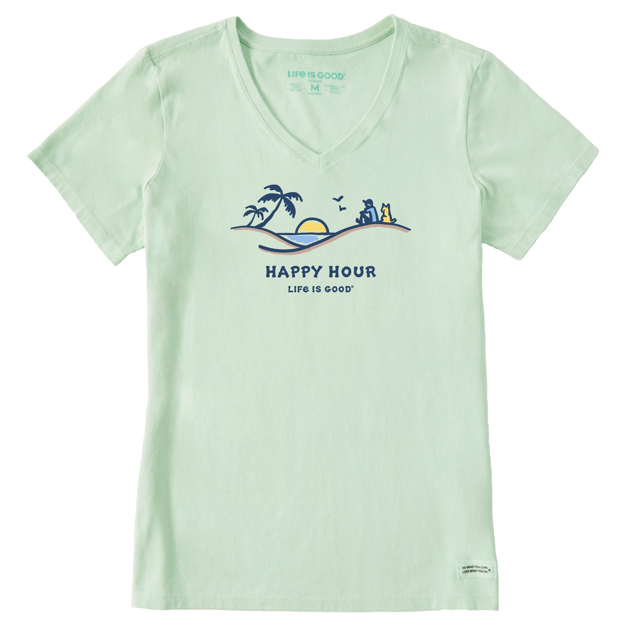 Women's Happy Hour Palm Sunset Short Sleeve Vee
