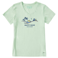Women's Happy Hour Palm Sunset Short Sleeve Vee