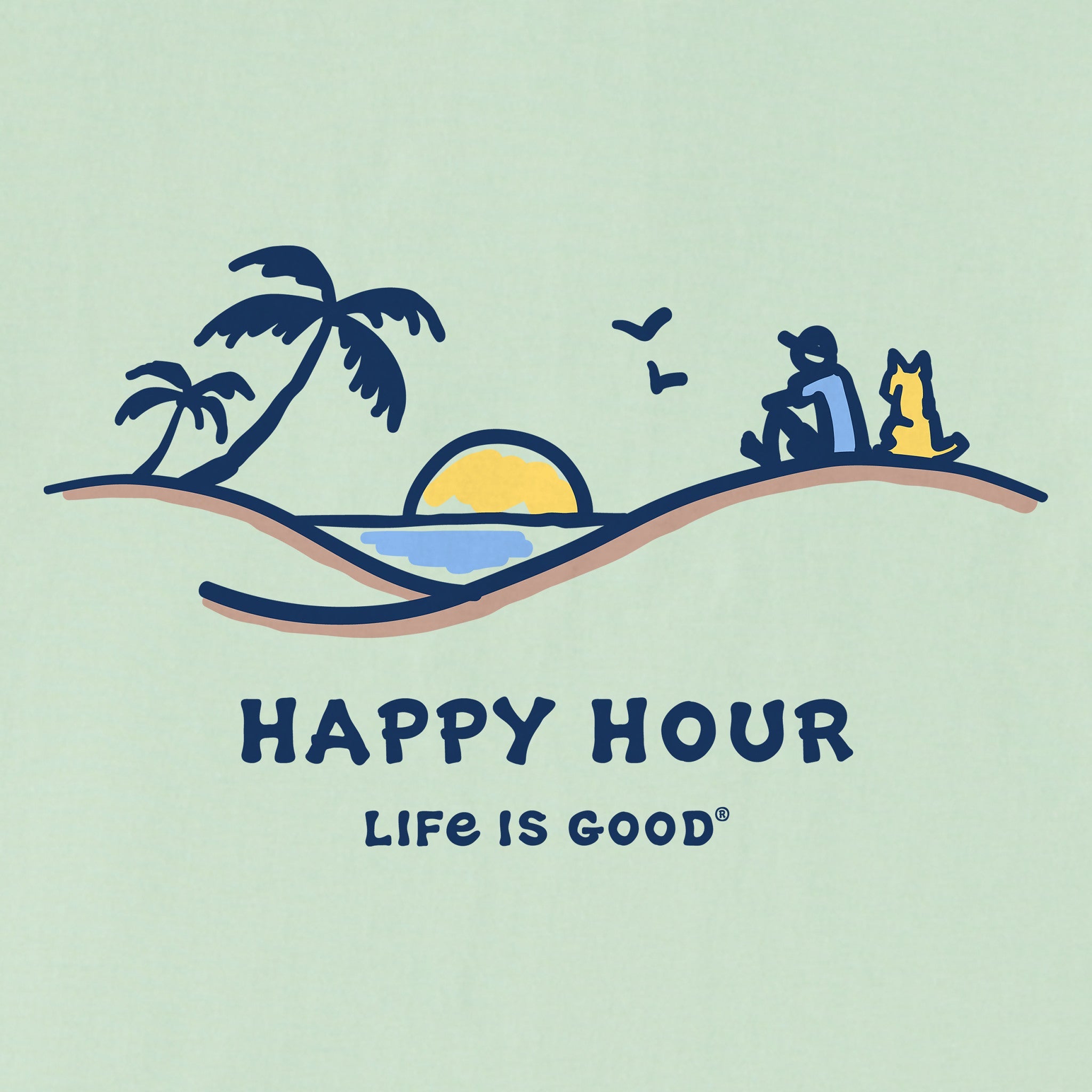 Women's Happy Hour Palm Sunset Short Sleeve Vee