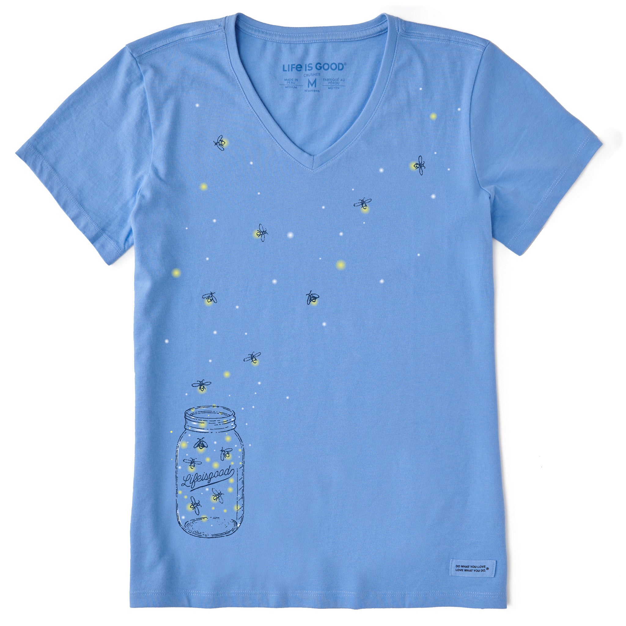 Women's Floating Fireflies Jar Short Sleeve Crusher Vee