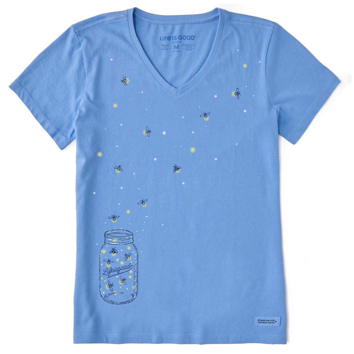 Women's Floating Fireflies Jar Short Sleeve Crusher Vee