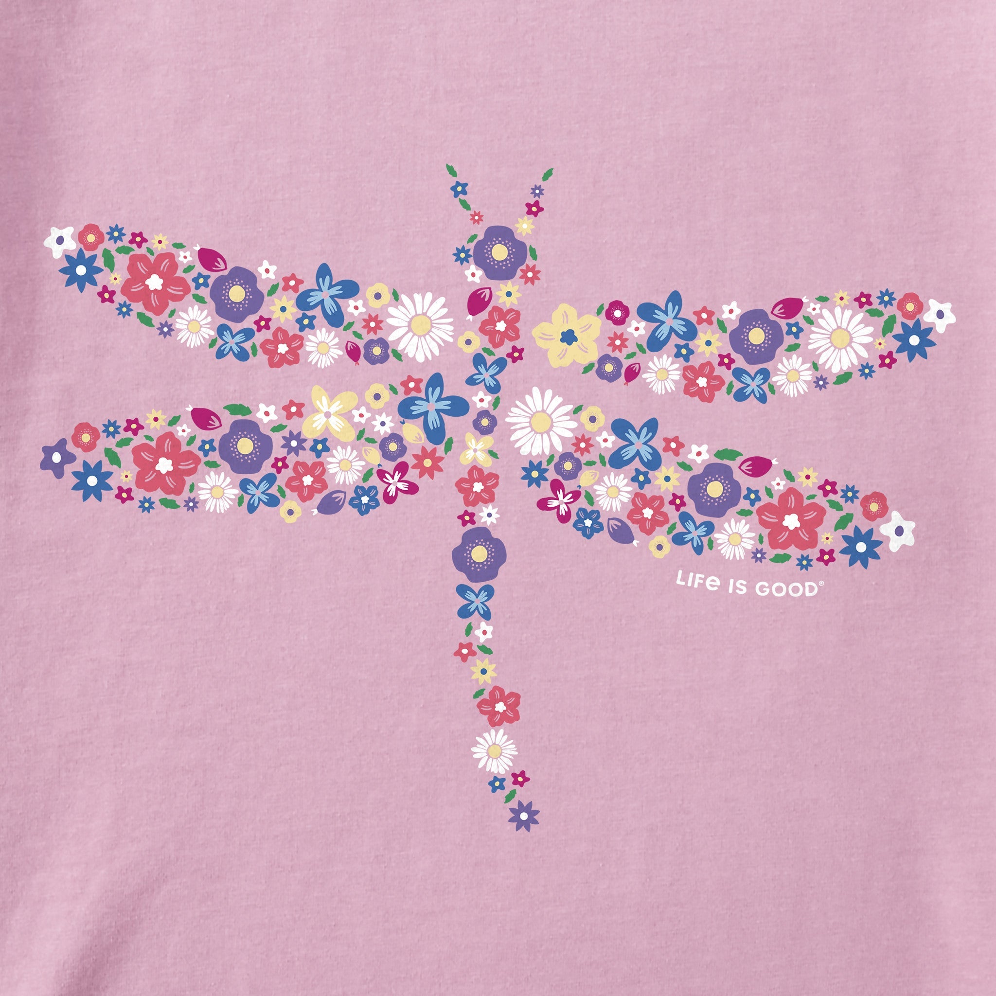 Women's Dragonfly Flowers Short Sleeve Vee