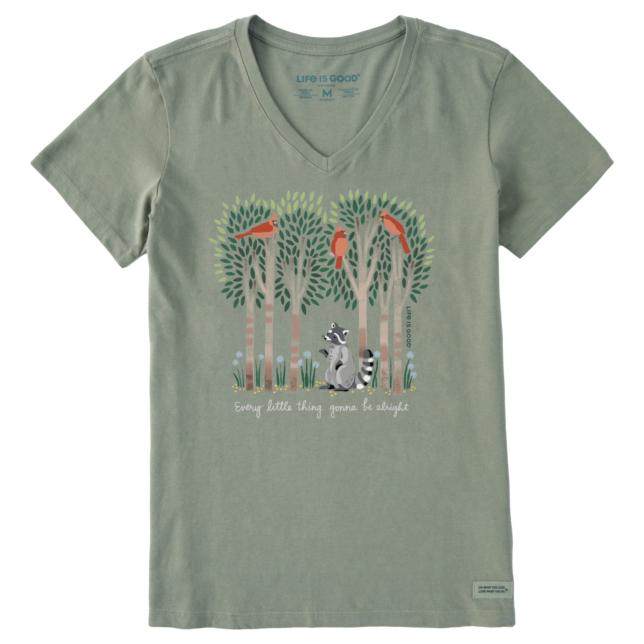Women's Every Little Thing Racoon Short Sleeve Vee