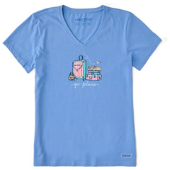 Women's Go Places Luggages Short Sleeve Crusher Vee