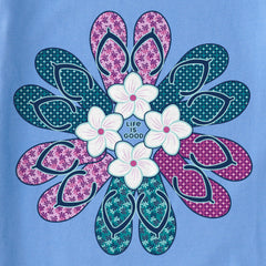 Women's Flip Flop Flower Short Sleeve Crusher Vee