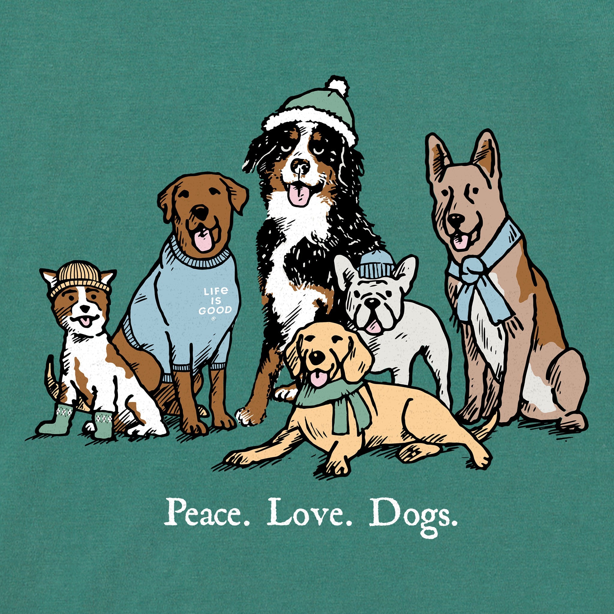 Men's Peace Love Dogs Winter Long Sleeve Crusher Tee
