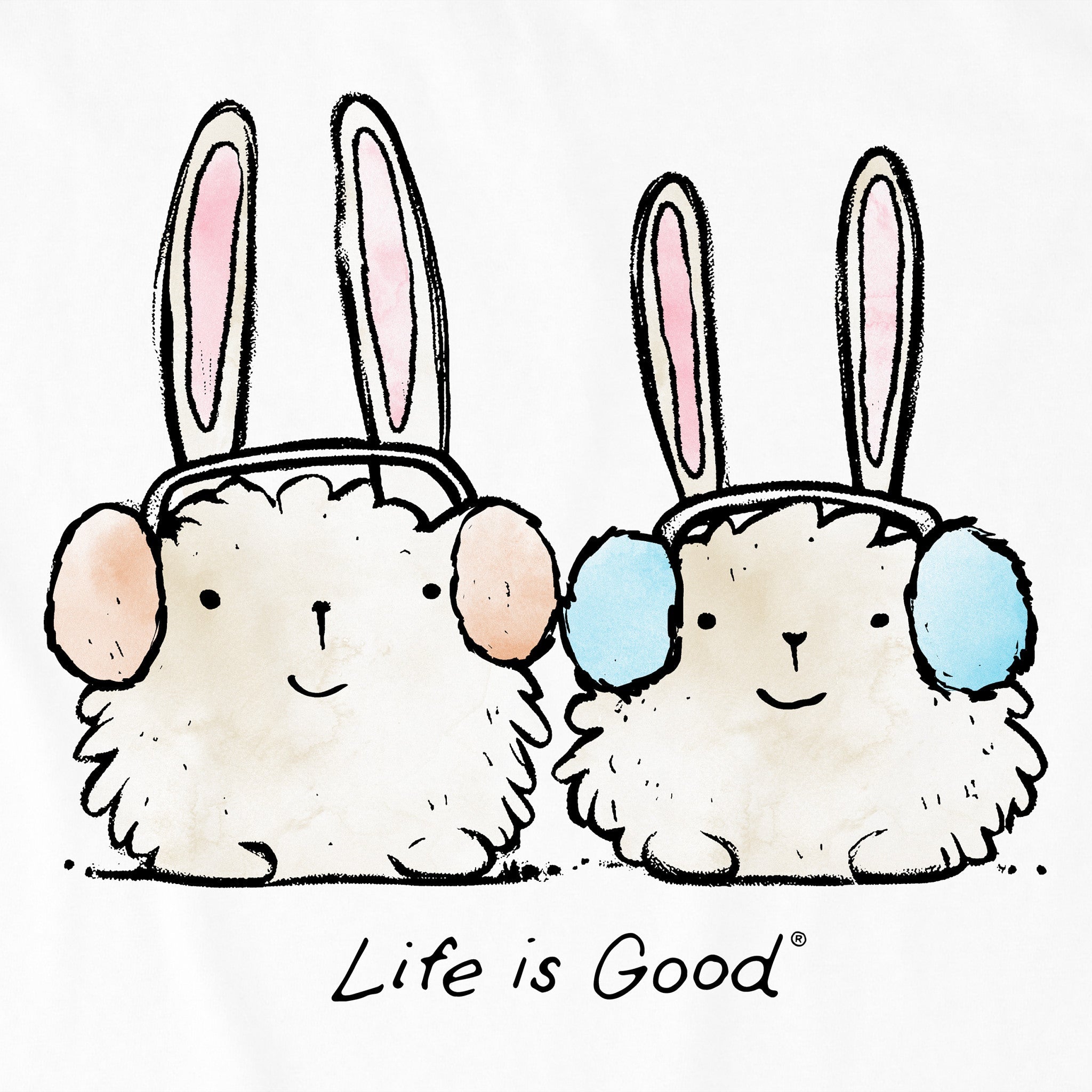Kids Warmly Dressed Bunnies Long Sleeve Crusher Tee