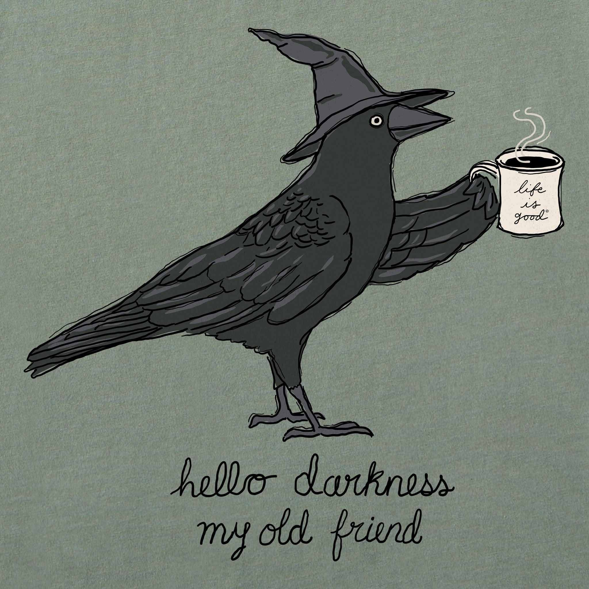 Women's Hello Darkness Raven Short Sleeve Crusher Tee