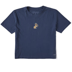 Women's Dog with Beer Short Sleeve Crusher Boxy Tee