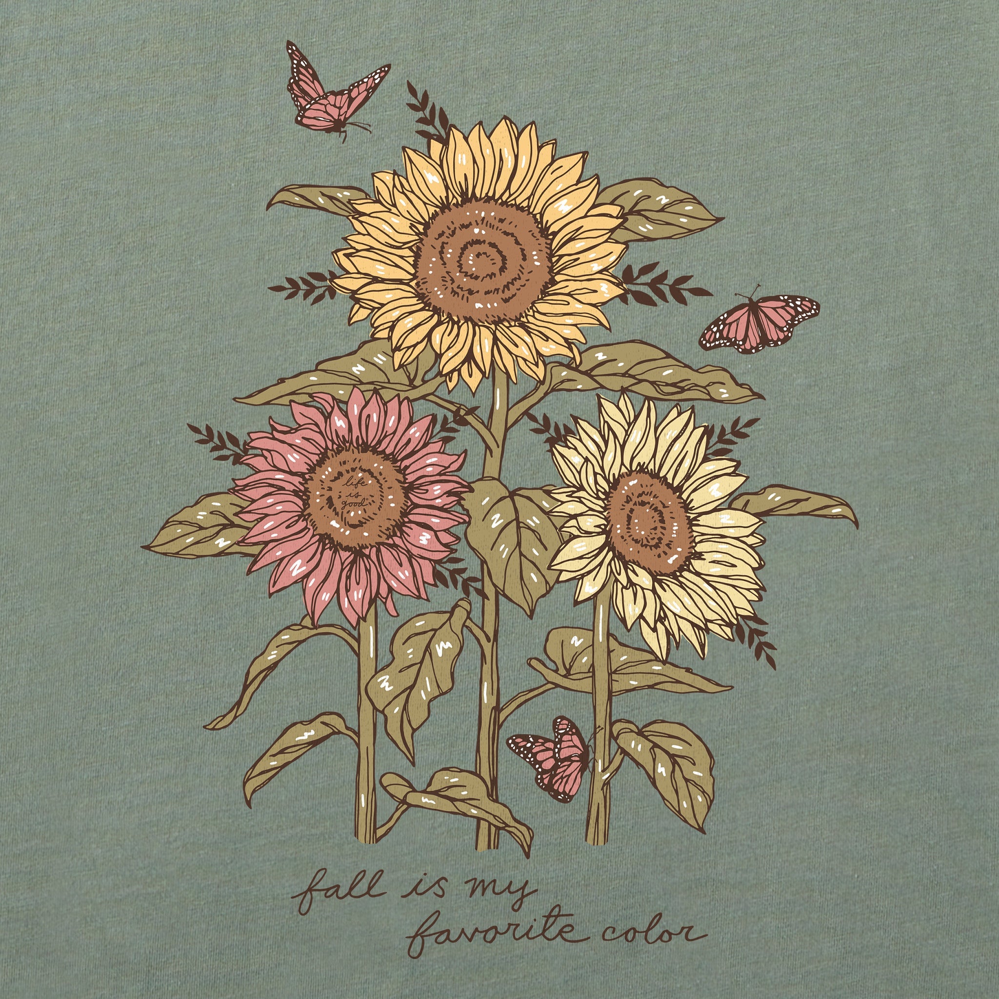 Women's Fall is my Favorite Sunflowers Short Sleeve Crusher Vee