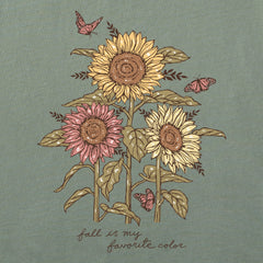 Women's Fall is my Favorite Sunflowers Short Sleeve Crusher Vee