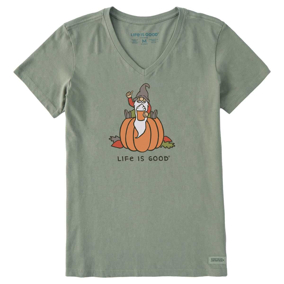Women's Gnome Pumpkin Short Sleeve Crusher Vee