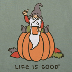 Women's Gnome Pumpkin Short Sleeve Crusher Vee