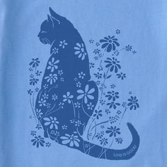 Women's Cat Flower Power Short Sleeve Crusher Tee