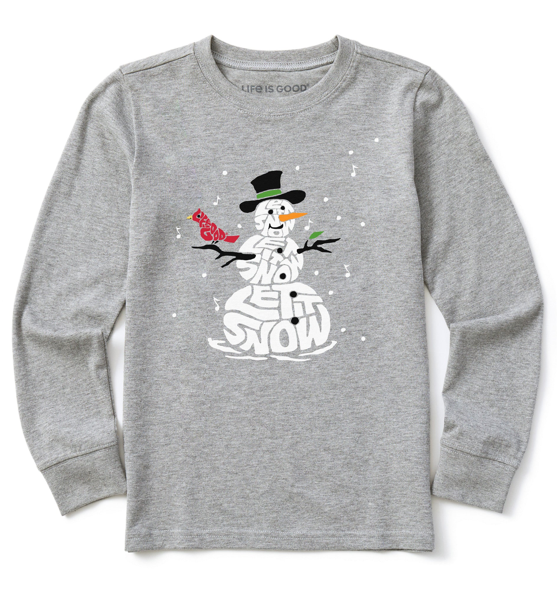 Kids Wordy Let It Snowman Long Sleeve Crusher Tee